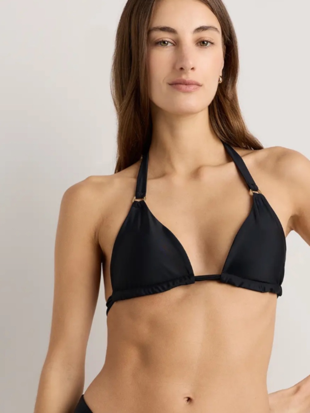 Italian Full Coverage Ring Triangle Bikini Top NwT Black Medium